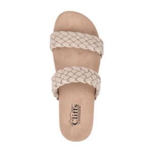 Cliffs by White Mountain Women's Beige Braided Double-Strap Slide Sandal